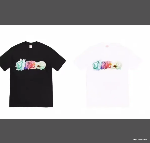 and XL 23SS M T-shirt Short sleeved WATERCOLOR Black Ink Color White Watercolor L Letter S TEE 0613
